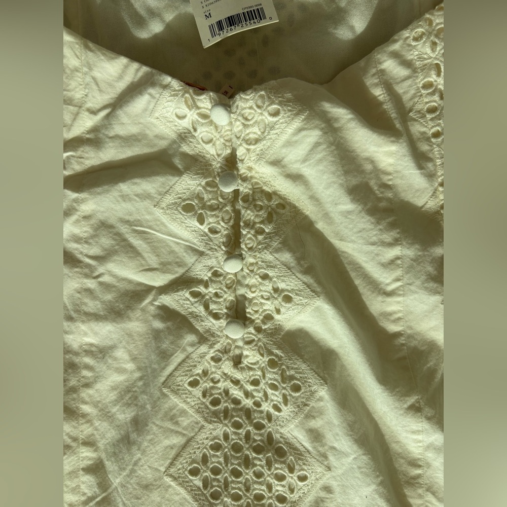 Free People Ivory Eyelet Mini Dress Square Neck Cutout Back Size M - Picture 15 of 15